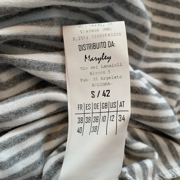 Maryley Maxi Dress Stripes White Grey Patches Sz 12 Italy Beach Cruise Vacation - Picture 8 of 14